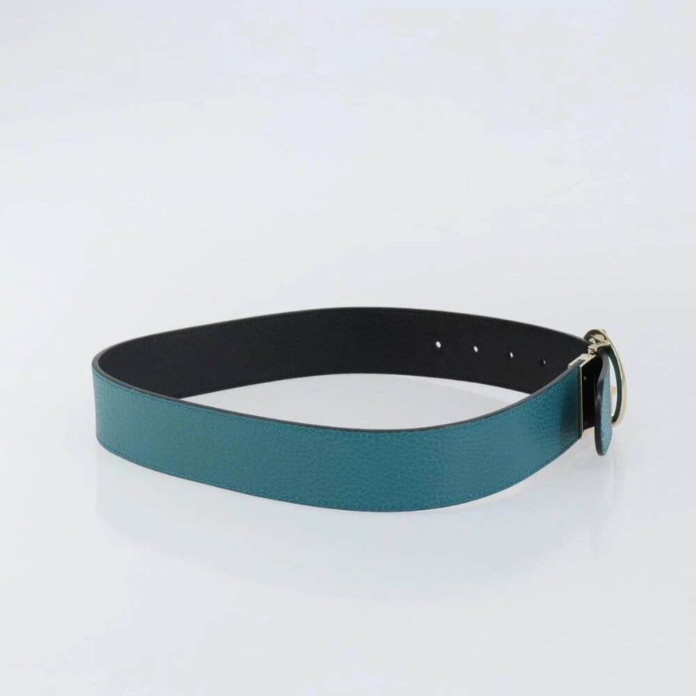 GUCCI Belt Leather Outlet Turquoise Blue Auth - Picture 4 of 11